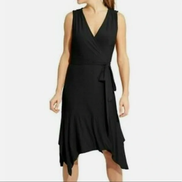Athleta Black Windward Wrap Dress Sleeveless - Picture 1 of 8